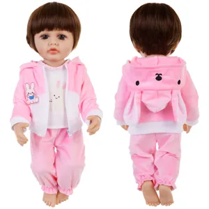 Cute pink bunny winter doll clothes set for 22 inch reborn baby dolls apparel accessories.