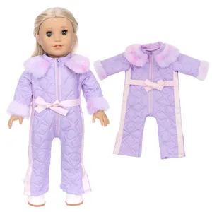 18 inch doll winter jumpsuit plush collar doll clothes detail view for cute doll accessories