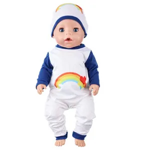 45cm doll clothes cute rainbow romper and matching hat set for children play toys