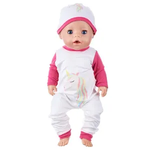 45cm baby doll clothes summer romper and hat set for newborn doll toy accessories outfit.