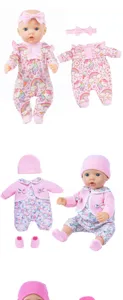 18 inch baby doll clothes set, cute unicorn romper and floral outfit with matching accessories.