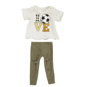 18 inch doll clothes outfit set with white t-shirt and green leggings for doll toy accessories