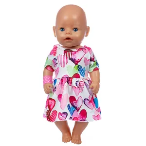 18 inch reborn baby doll clothes and dress set with cute heart pattern for girls toys.