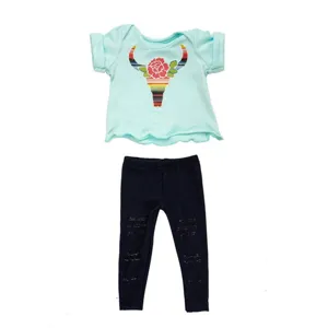 18 inch American girl doll clothes set casual short sleeve t-shirt and denim leggings