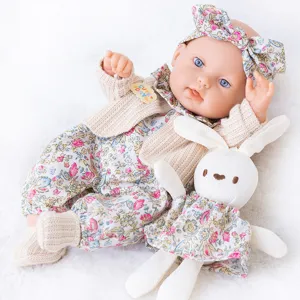 30CM Bambola Reborn Full Body in Vinile Realistica Simulazione Neonato Lavabile Giocattolo di Conforto Con Peluche Coniglio e Set Vestiti