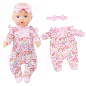 Doll Clothes Romper For Baby Dolls Floral Cartoon Pattern Cute Doll Accessories Outfit For Children Pretend Play Toy Accessories