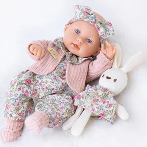 bambola reborn 30cm in vinile lavabile giocattolo simulazione neonato con vestito e coniglio.