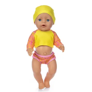 Doll clothes set for 18 inch reborn baby dolls, cute yellow and pink outfit with matching hat.