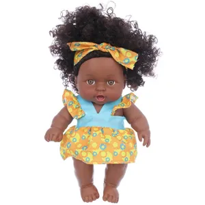 8-inch afro black baby doll girl cute curly hair fashion dress up toy for kids play house