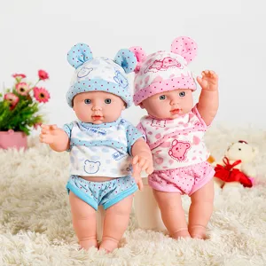 Bambola Neonato In Vinile Carina 30cm Giocattolo Morbido Con Cappello Orecchie