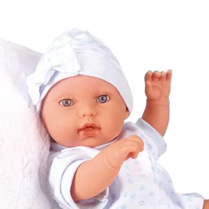 12 inch reborn babypop vinyl schattig infant speelgoed met blauwe stippen hoed kleding