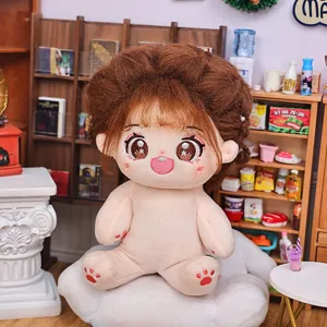 20cm attributlose plüsch puppe nackte puppe mit braunem haar und skelett für diy verkleidung