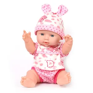 Simpatica bambola in vinile con cappello a orecchie di coniglio, giocattolo reborn 30cm per bambini.