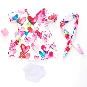 18 inch doll clothes valentines day heart print dress headband set for american girl doll