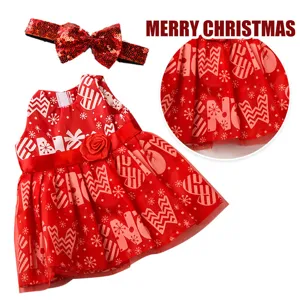 Weihnachten Puppenkleid Set für 18 Zoll amerikanische Puppen mit Pailletten Schleife rot