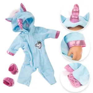 18 zoll puppenkleidung einhorn jumpsuit detailansicht pluesch puppe kleidung set