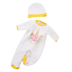 18 zoll puppenkleidung weisses einhorn strampler und passendes hut set accessoires
