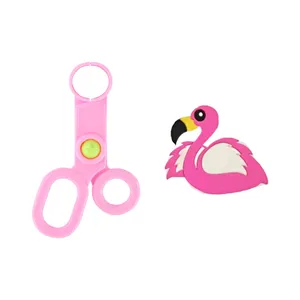 Puppenhaus Miniatur Spielzeug rosa Schere und süßes Flamingo Silikon Zubehör Set.