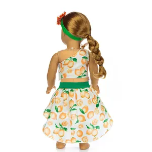 18 zoll amerikanische puppenkleidung zitronen muster crop top und rock set mit stirnband
