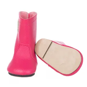 Pink doll leather boots accessory for 18 inch American girl dolls fashion dress up shoes wholesale