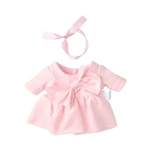 Rosa Puppenkleid und Schleifen-Haarband-Set für 8-Zoll-Puppen, süße Schleife Kleidung Zubehör.
