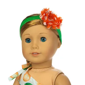 18 zoll puppen kleidung set blumen kleid ärmellos grünes stirnband puppen outfit süß
