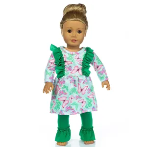 18 inch doll clothes set cute butterfly print dress green leggings for american girl dolls