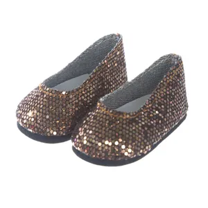 Glitzer Puppenschuhe Zubehör für 18 Zoll amerikanische Mädchen Spielpuppen 43cm Modeschuhe Großhandel