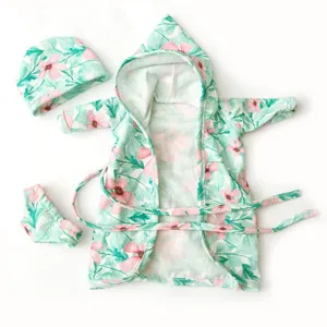 25cm Puppen Bademantel Set 10 Zoll Reborn Puppen Kleidung Blumen Pyjama Spielzeug