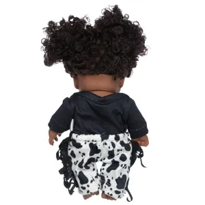 8 Zoll Afrikanische Schwarze Reborn Baby Puppe Vinyl Simulation Kleinkind Spielzeug mit Locken