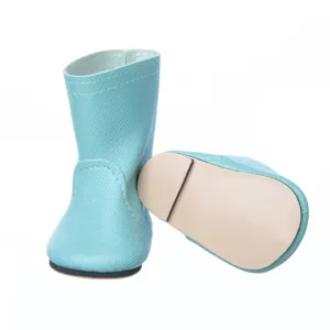 18 inch American girl doll boots turquoise leather shoes doll accessories detail view