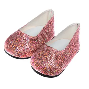 18-Zoll Puppe glitzernde Schuhe rosa flache Puppenschuhe Accessoires für Spielzeug Detail