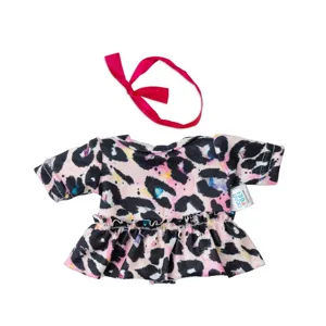 Süßes 8-Zoll Puppenkleidung Set mit Leopardenkleid und rotem Haarband für Puppen.