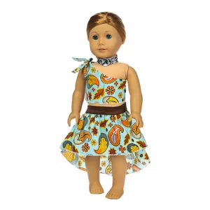 18 Zoll Puppen Kleidung Set Blumen Crop Top Rock Outfit für amerikanische Puppen Kleider