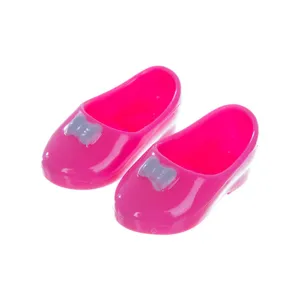 Rosa Puppenschuhe aus Kunststoff mit Schleife für 14 Zoll Modepuppen Spielzeug Ankleiden.