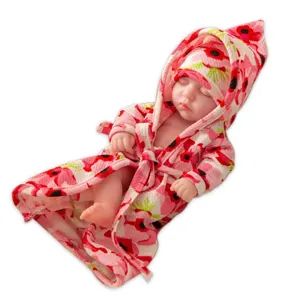 25cm Reborn Puppe Pyjama 10 Zoll niedlich blumenkapuze Bademantel Puppenkleidung