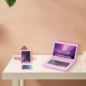 1:6 puppenhaus miniatur spielzeug zubehör rosa laptop tablet handy modell set deko