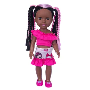 Modischer Trend Vinyl Mädchen Puppe Mit Farbigen Dreadlocks Zöpfen Cartoon Outfit Stilvolle Schwarze Haut Spielzeugpuppe Für Kinder Geschenk