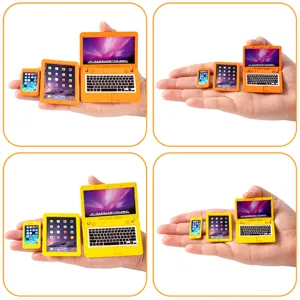1:6 Puppenhaus Miniatur Laptop Handy Tablet Spielzeug Set Gelbe Elektronik Modell Zubehoer