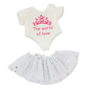 Puppenkleidung Set mit weißem Body und Sternen Tüllrock für 12 Zoll Anziehpuppe Spielzeug.
