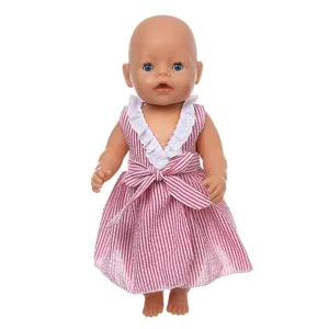 Stoff Puppenkleidung Für 18 Zoll Mädchen Puppe Outfits Bunte Einhorn Ananas Gestreiftes Kleid Romper Sets Mode Accessoires