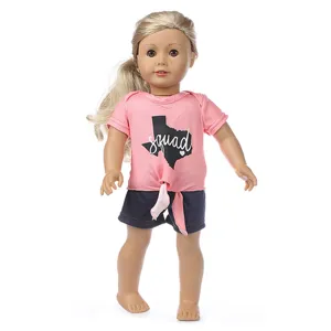 18 Zoll Puppenkleidung Outfits Für American Girl Und 43cm Baby Puppen Stoff T-Shirt Hosen Set Lässiges Puppenzubehör