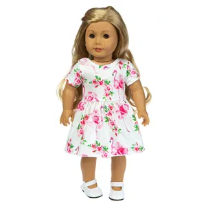 18 Zoll Puppenkleidung süßes rosa Flamingo Blumenkleid Outfit für amerikanische Puppen