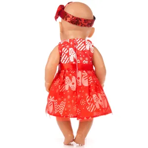 18 Zoll Puppe Weihnachtsoutfit rotes Schneeflocken Kleid Winter Feiertag Puppenkleidung