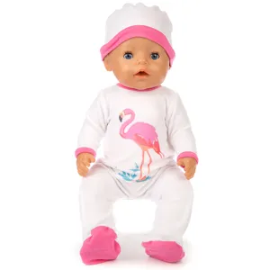 18 zoll puppenkleidung weisser flamingo romper set suesse puppenoutfit zubehoer kleidung