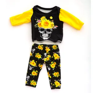 18 zoll amerikanische puppenkleidung set halloween schwarzes oberteil sonnenblume totenkopf