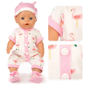 18 inch baby doll clothes flamingo romper set with hat and shoes for playhouse toys