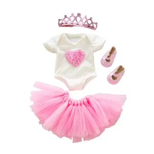 18 Zoll Amerikanische Puppen Kleidung Set Rosa Tutu Kleid Krone Schuhe für 43cm Puppen
