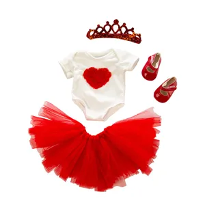 18 zoll puppenkleidung set rotes herz tütü kleid krone stirnband schuhe für amerikanische puppen