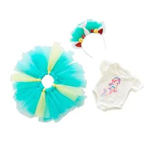 18 zoll puppenkleidung meerjungfrau outfit set tutu rock stirnband süßes kleid spielzeug